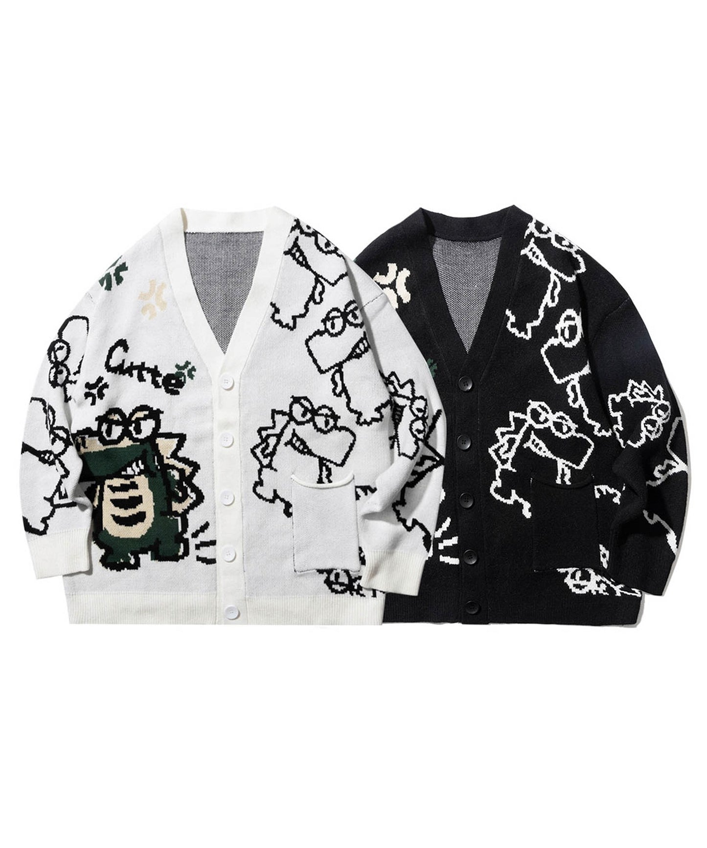 [HOOK -original-] Super cute crocodile CUTTE all-over pattern illustration cardigan