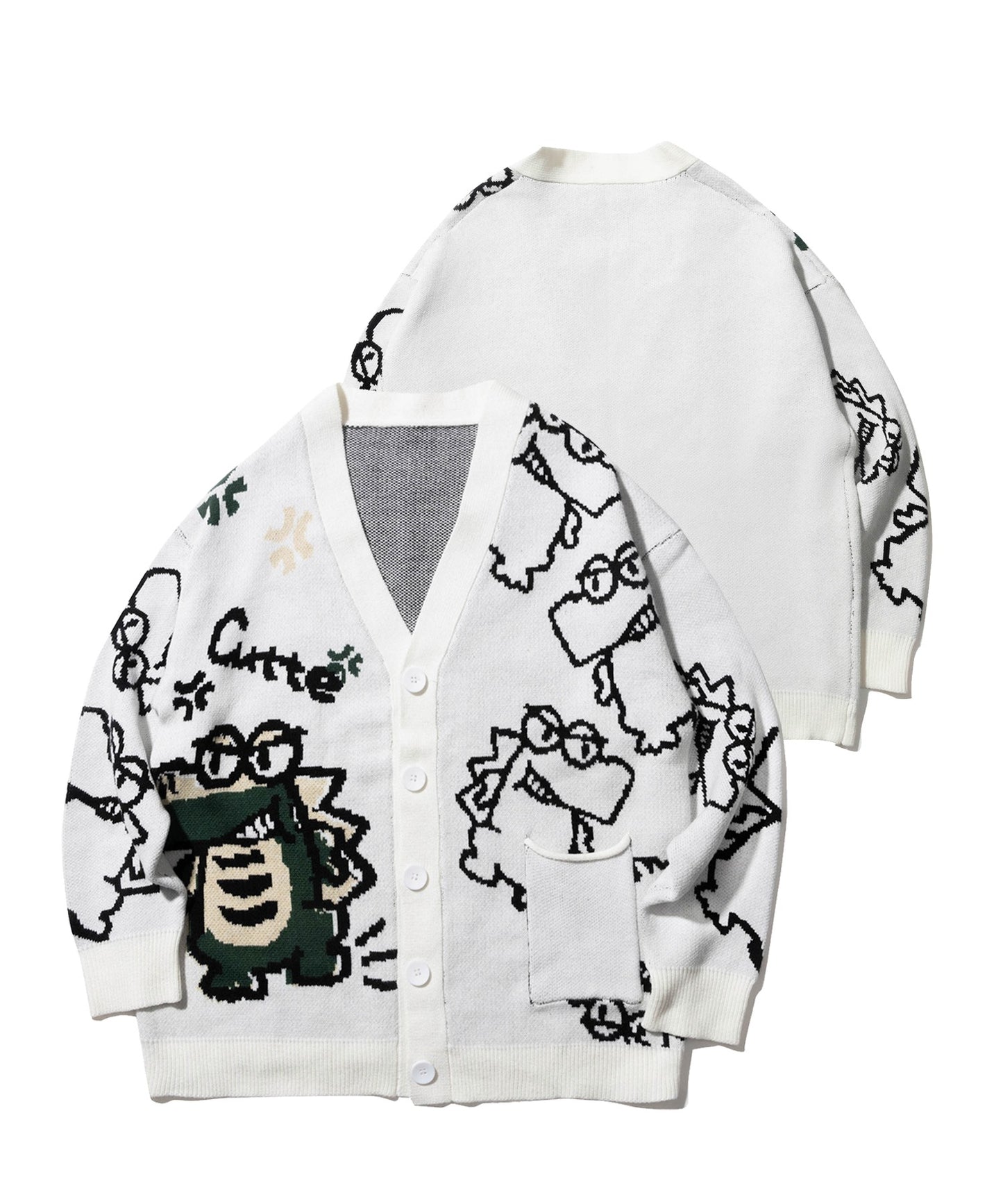 [HOOK -original-] Super cute crocodile CUTTE all-over pattern illustration cardigan