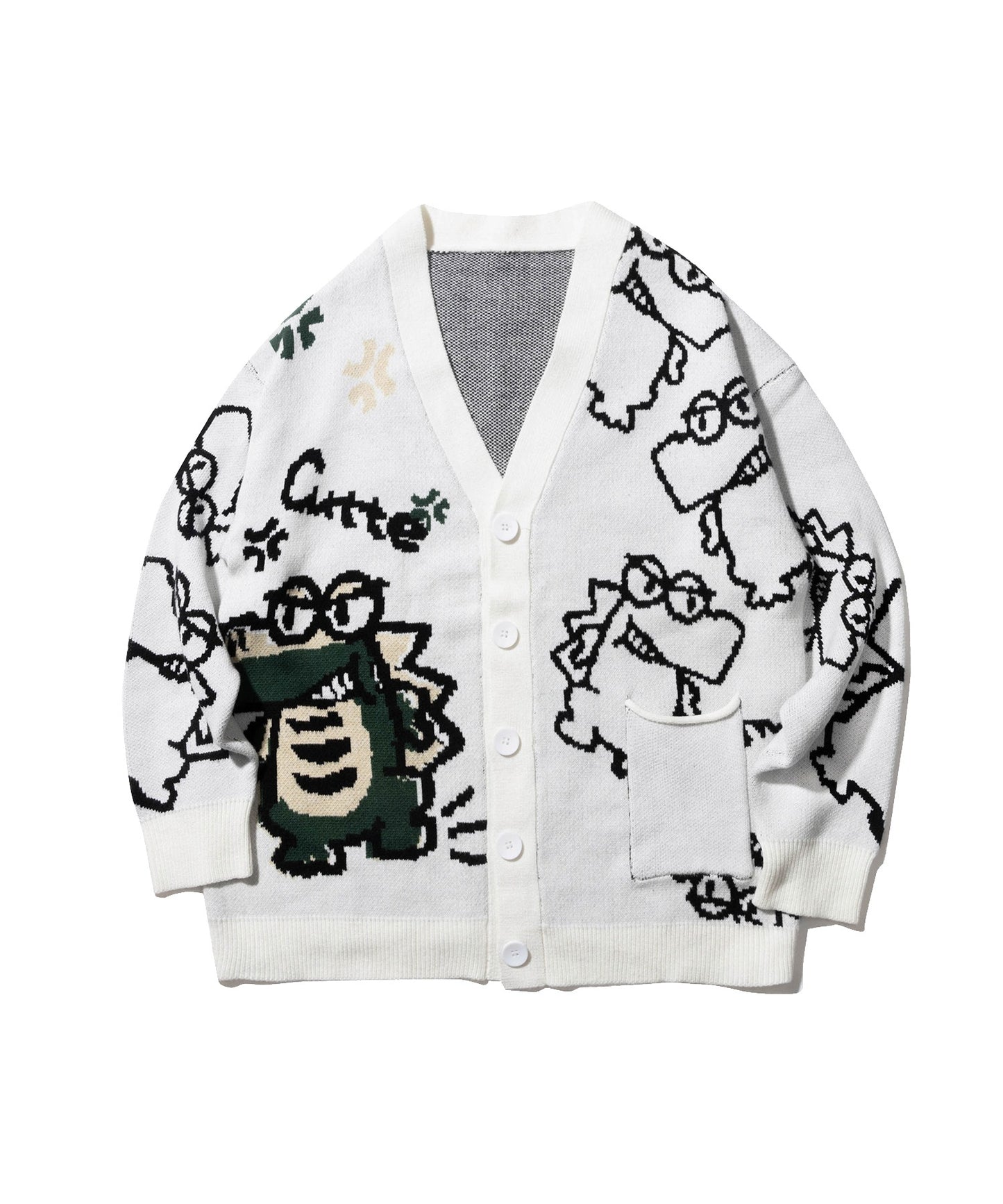 [HOOK -original-] Super cute crocodile CUTTE all-over pattern illustration cardigan