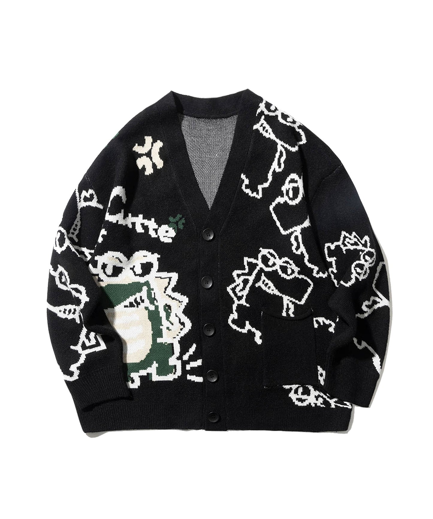 [HOOK -original-] Super cute crocodile CUTTE all-over pattern illustration cardigan