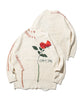 [HOOK -original-] Waffle knitting hand-stitched rose embroidery knit