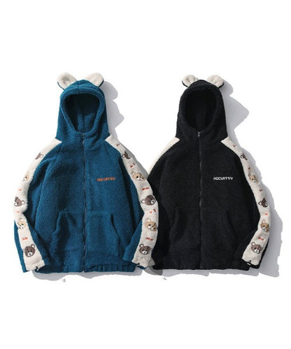 [HOOK] Bear fleece boa blouson parka