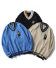 [HOOK] Bear embroidery patch v-neck thin knit sweater