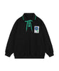 [HOOK] Polo shirt style sweatshirt with lace-up flower motif
