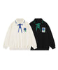 [HOOK] Polo shirt style sweatshirt with lace-up flower motif