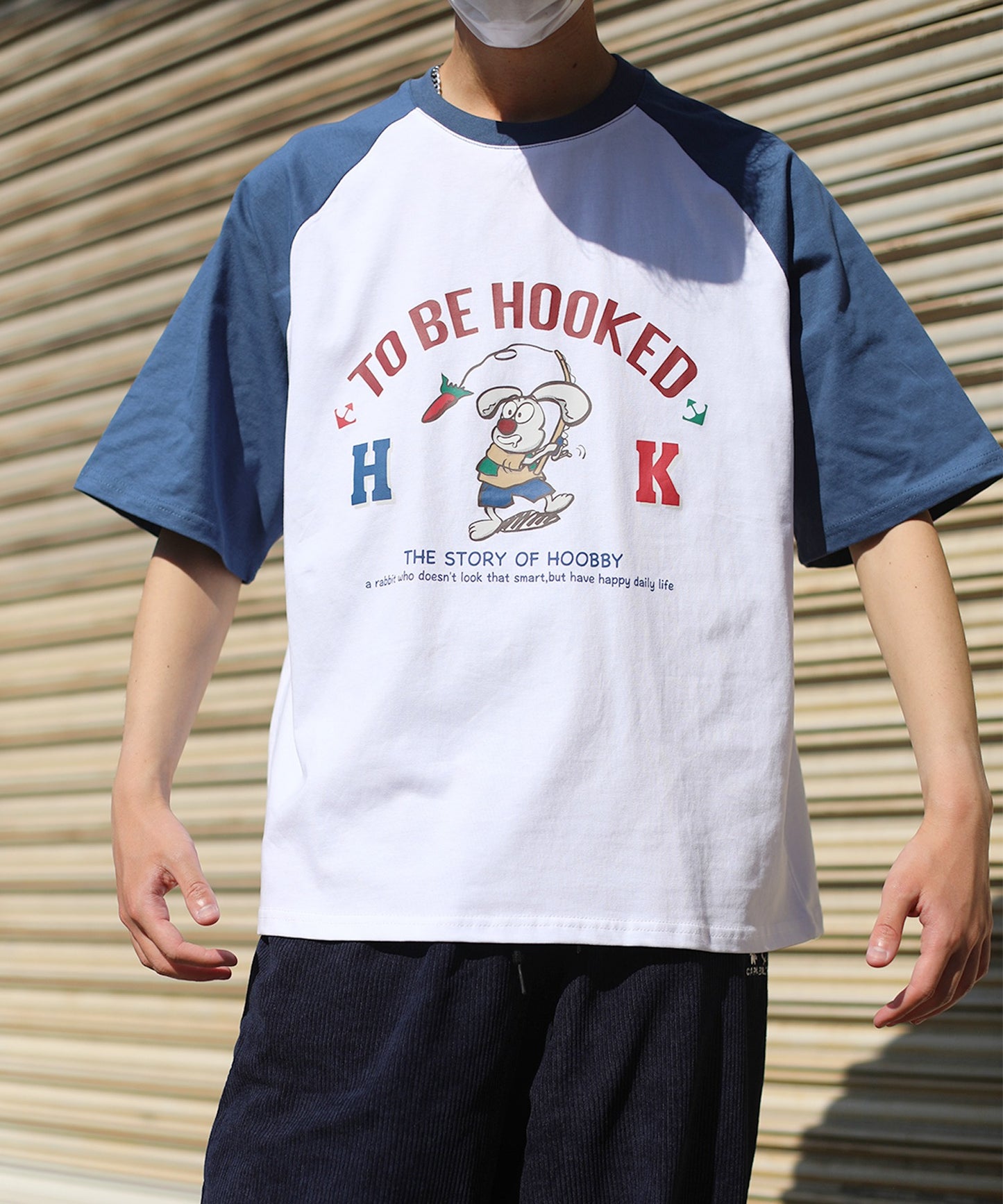 [HOOK -original-] American casual illustration print raglan sleeve short sleeve TEE