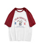 [HOOK -original-] American casual illustration print raglan sleeve short sleeve TEE