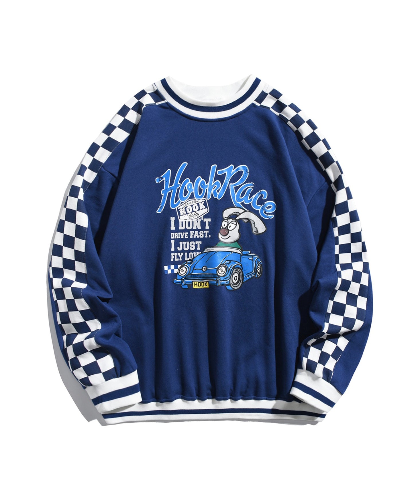 [HOOK -original-] Block check switching print high neck sweatshirt