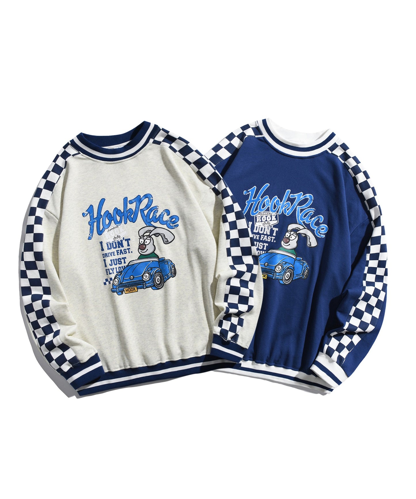 [HOOK -original-] Block check switching print high neck sweatshirt