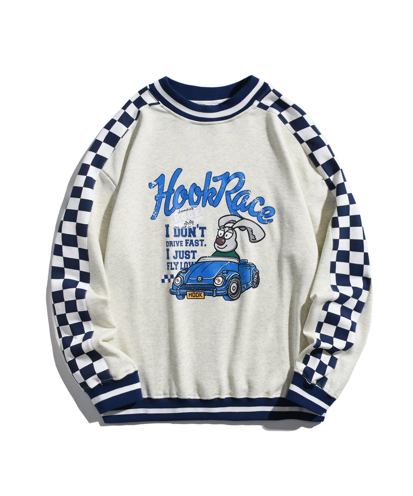 [HOOK -original-] Block check switching print high neck sweatshirt