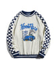 [HOOK -original-] Block check switching print high neck sweatshirt
