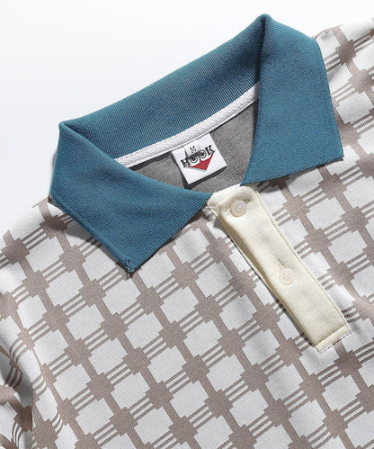 [HOOK -original-] Vintage style American casual check polo sweatshirt