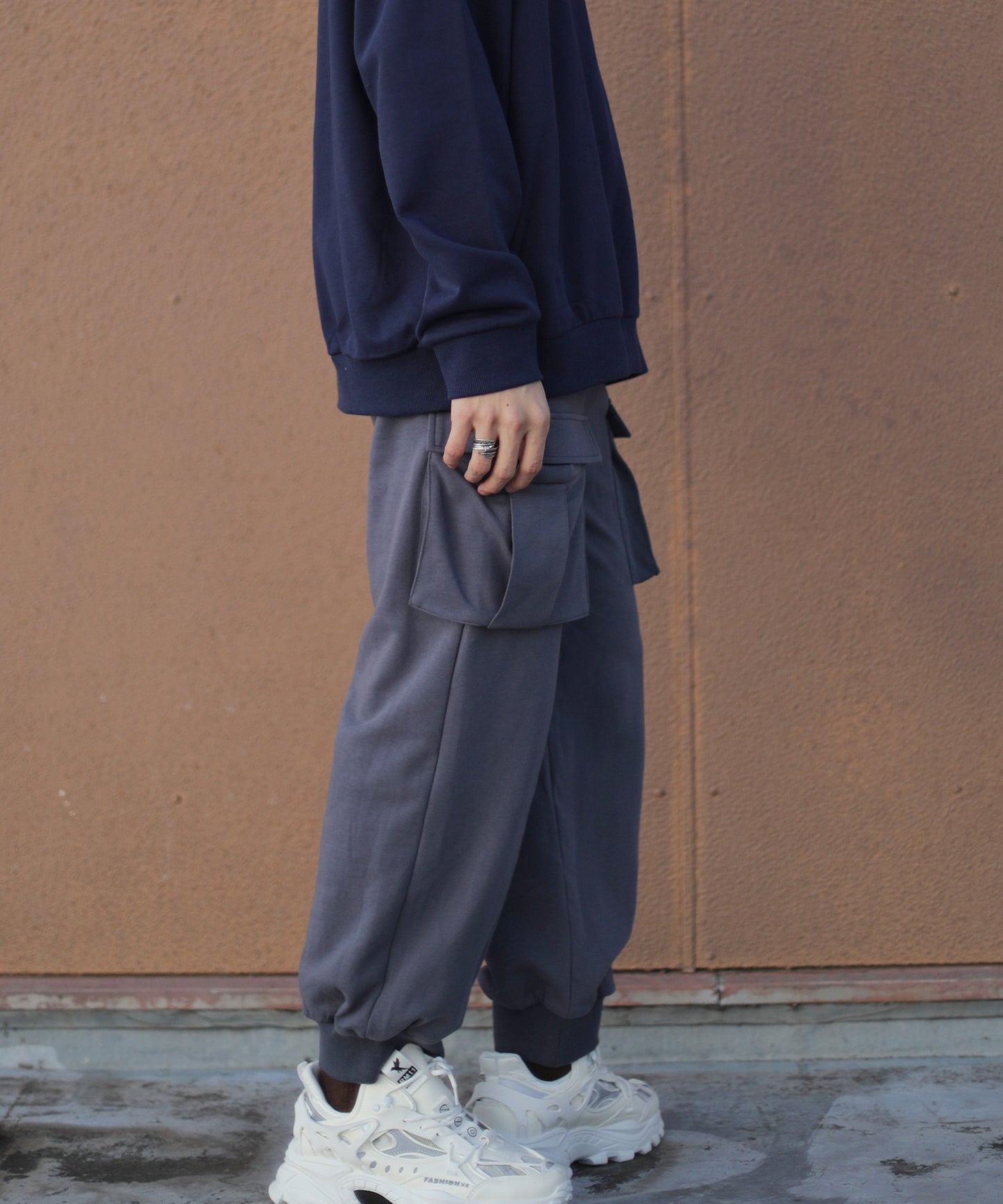 [HOOK -original-] American casual patch print big pocket cargo pants