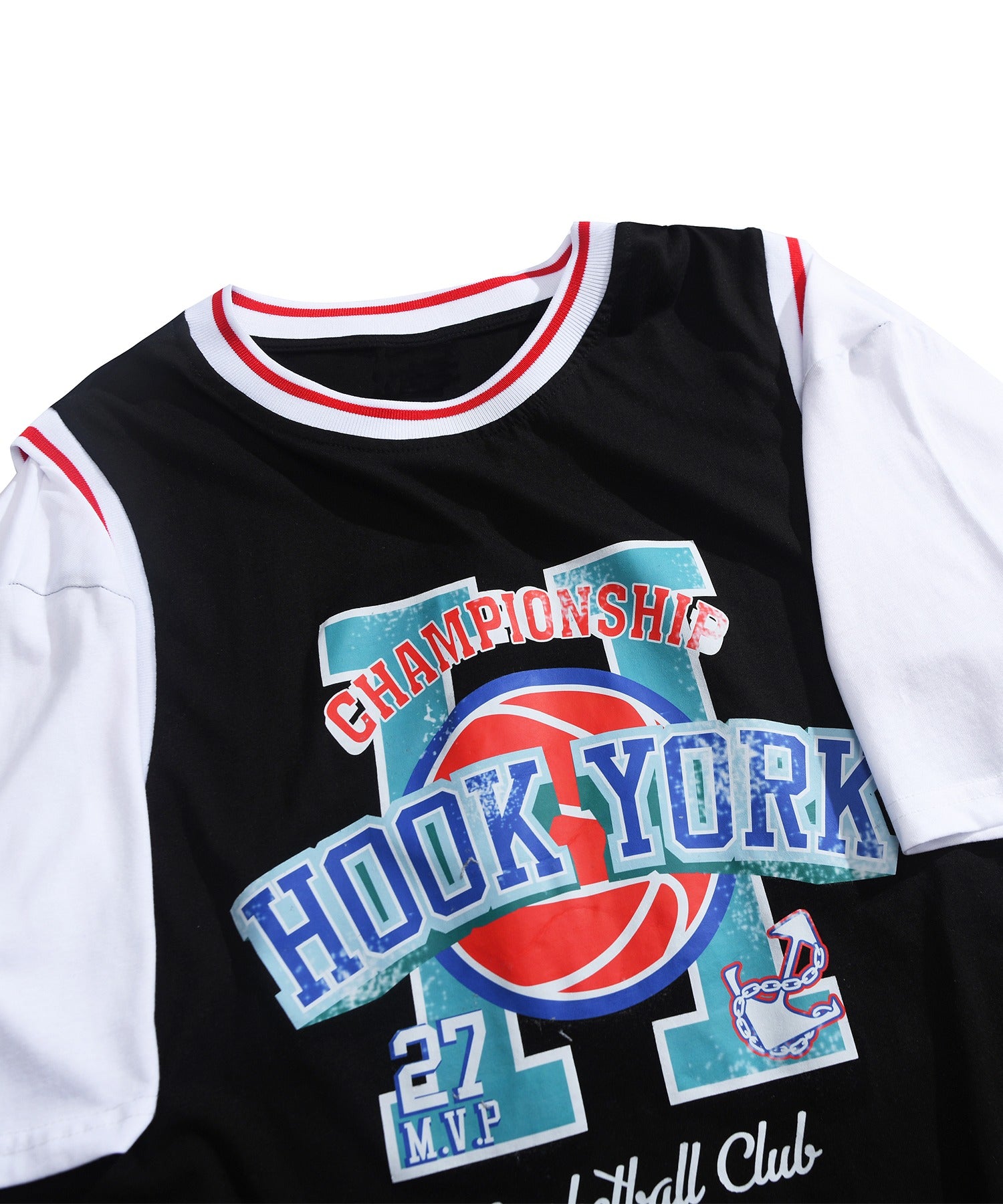 [HOOK -original-] American casual basketball uniform style docking short sleeve TEE