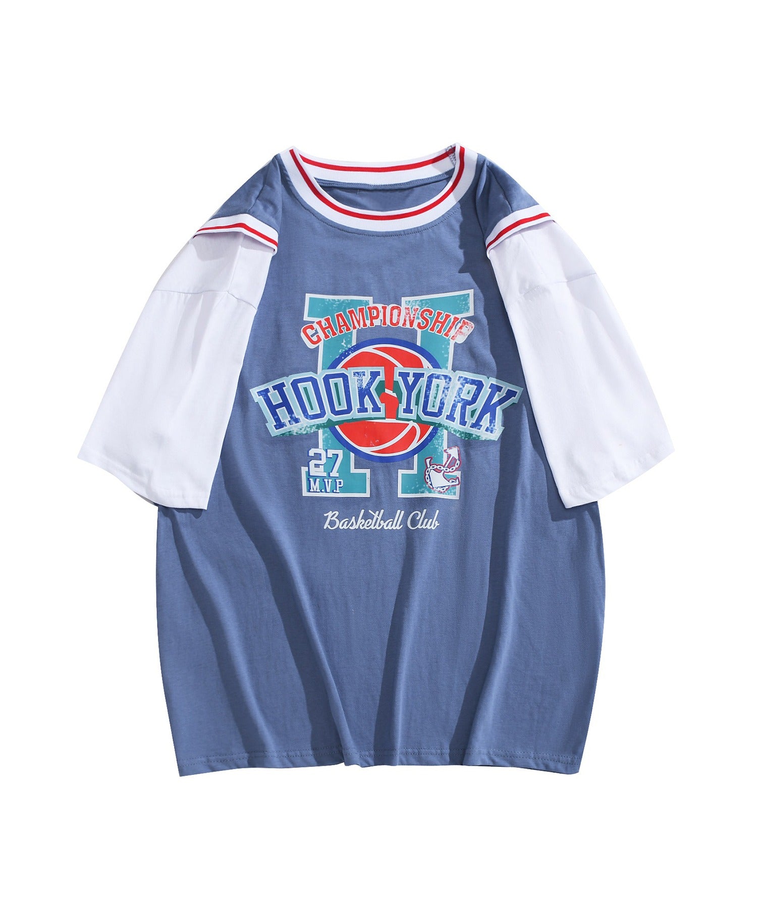 [HOOK -original-] American casual basketball uniform style docking short sleeve TEE