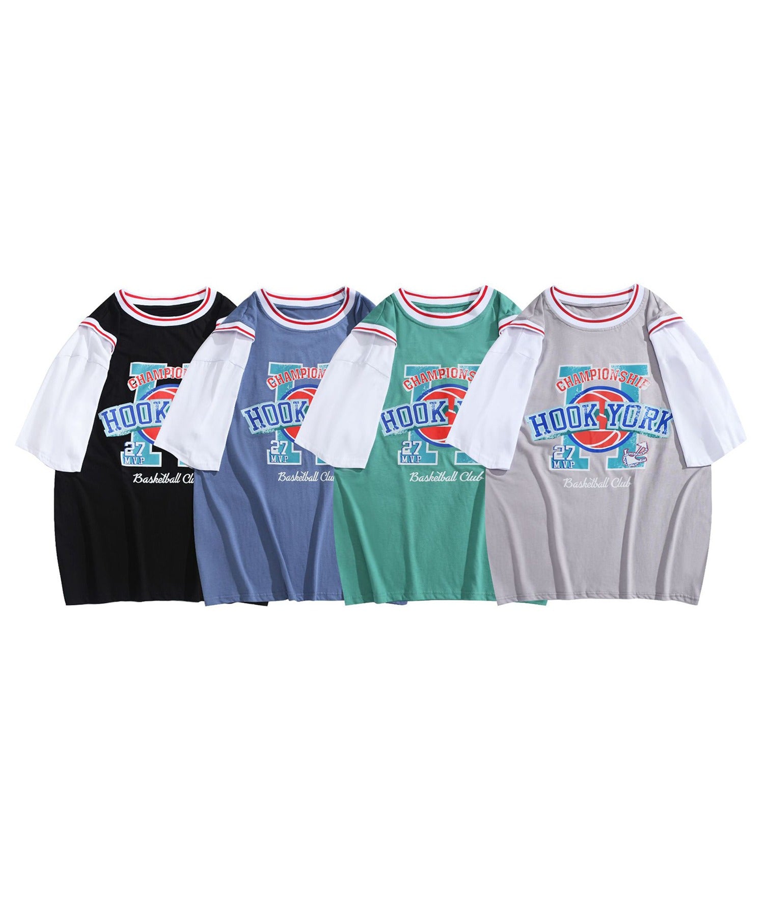 [HOOK -original-] American casual basketball uniform style docking short sleeve TEE