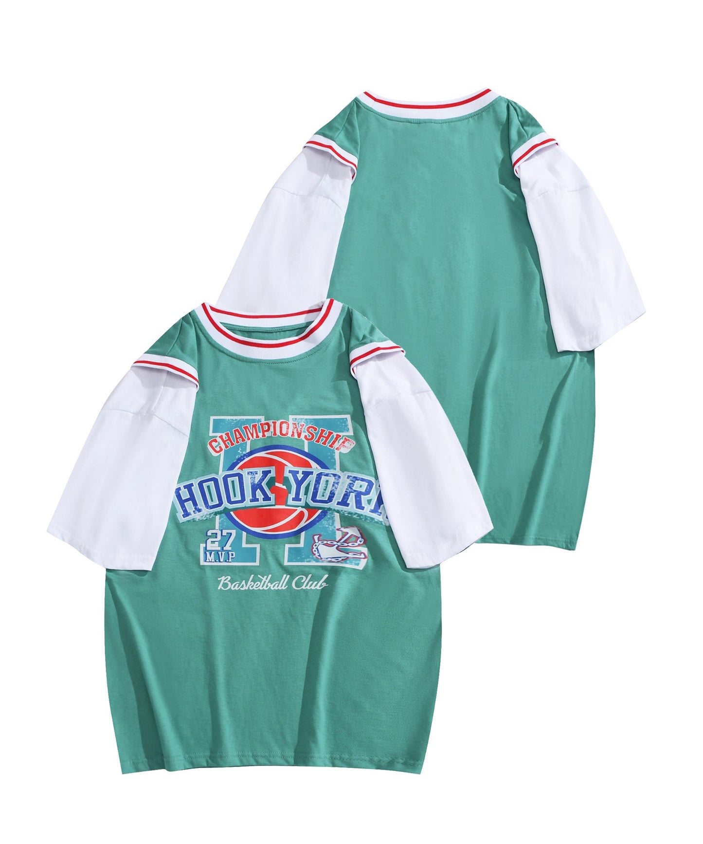 [HOOK -original-] American casual basketball uniform style docking short sleeve TEE