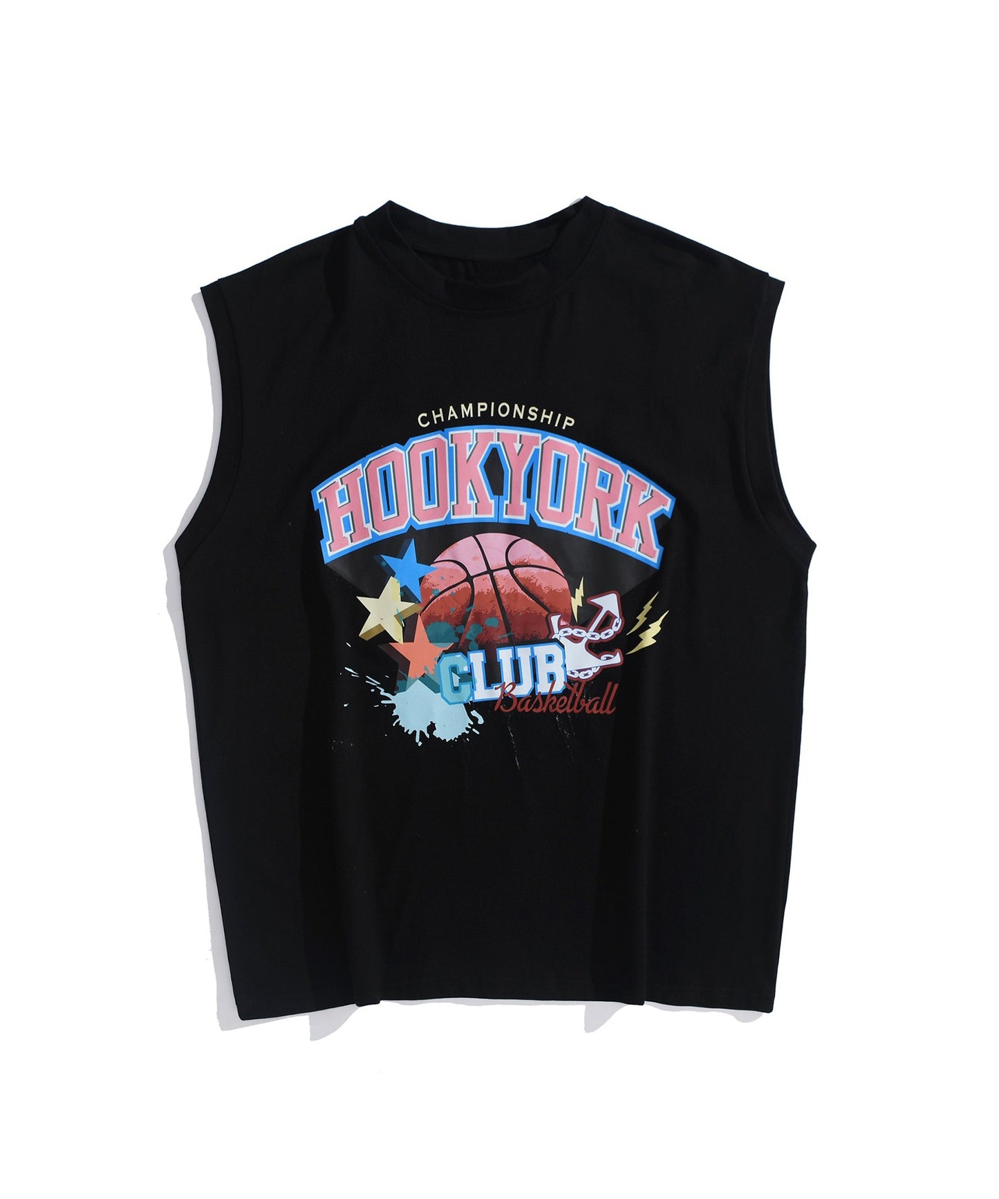 【HOOK -original-】 アメカジバスケットボールプリント ノースリーブ Tシャツ
