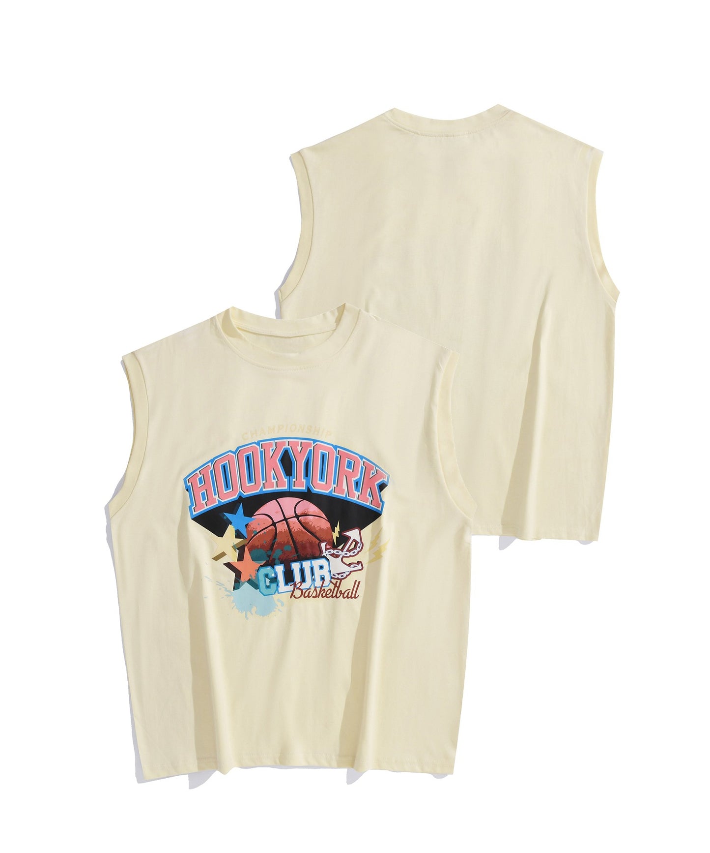 [HOOK -original-] American casual basketball print sleeveless T-shirt