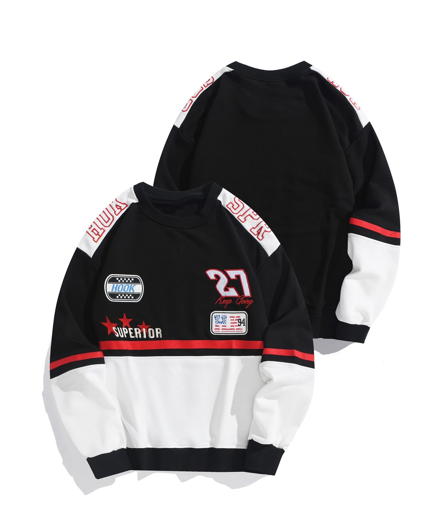 [HOOK -original-] Racing patch embroidery color scheme switching sweatshirt