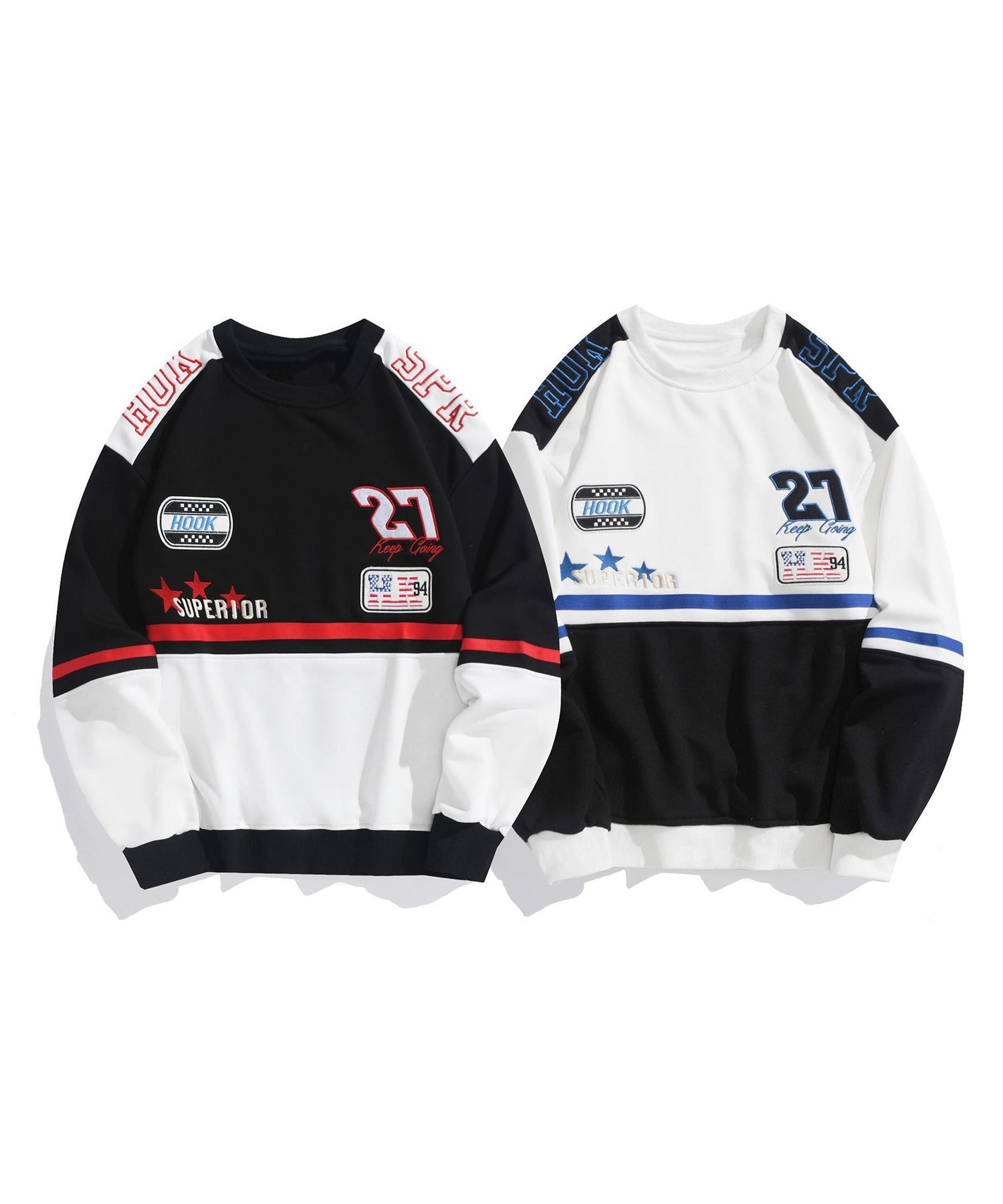 [HOOK -original-] Racing patch embroidery color scheme switching sweatshirt