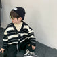 【aimoha-KIDS-】韓国子供服 ボーダーニットカーディガン