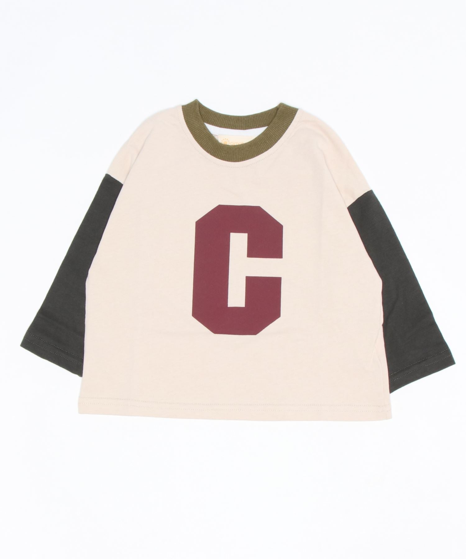 【aimoha-KIDS-】 裾配色切り替えログプリントリンガーロングTEE