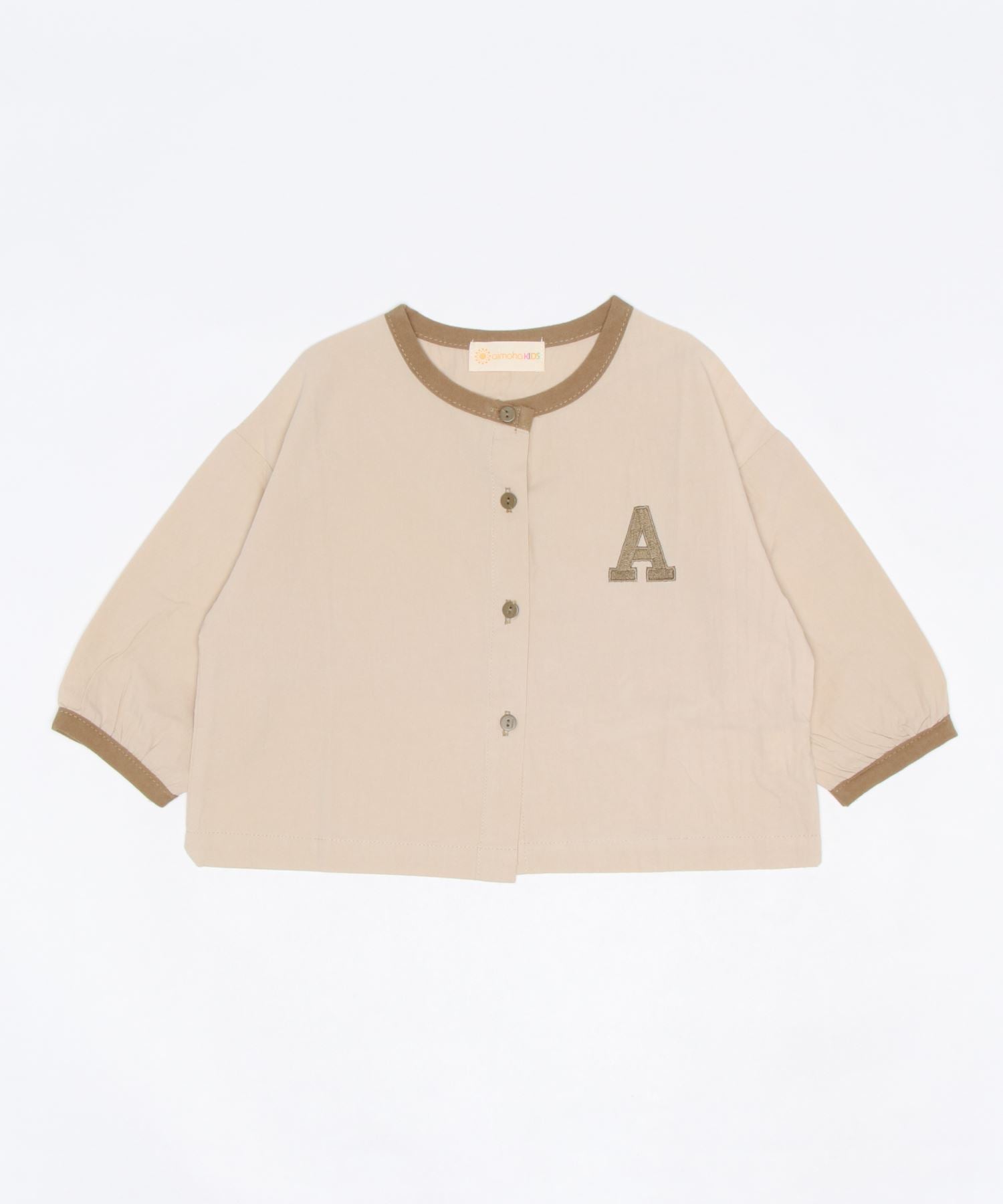 【aimoha-KIDS-】配色パイピング前開きトップス