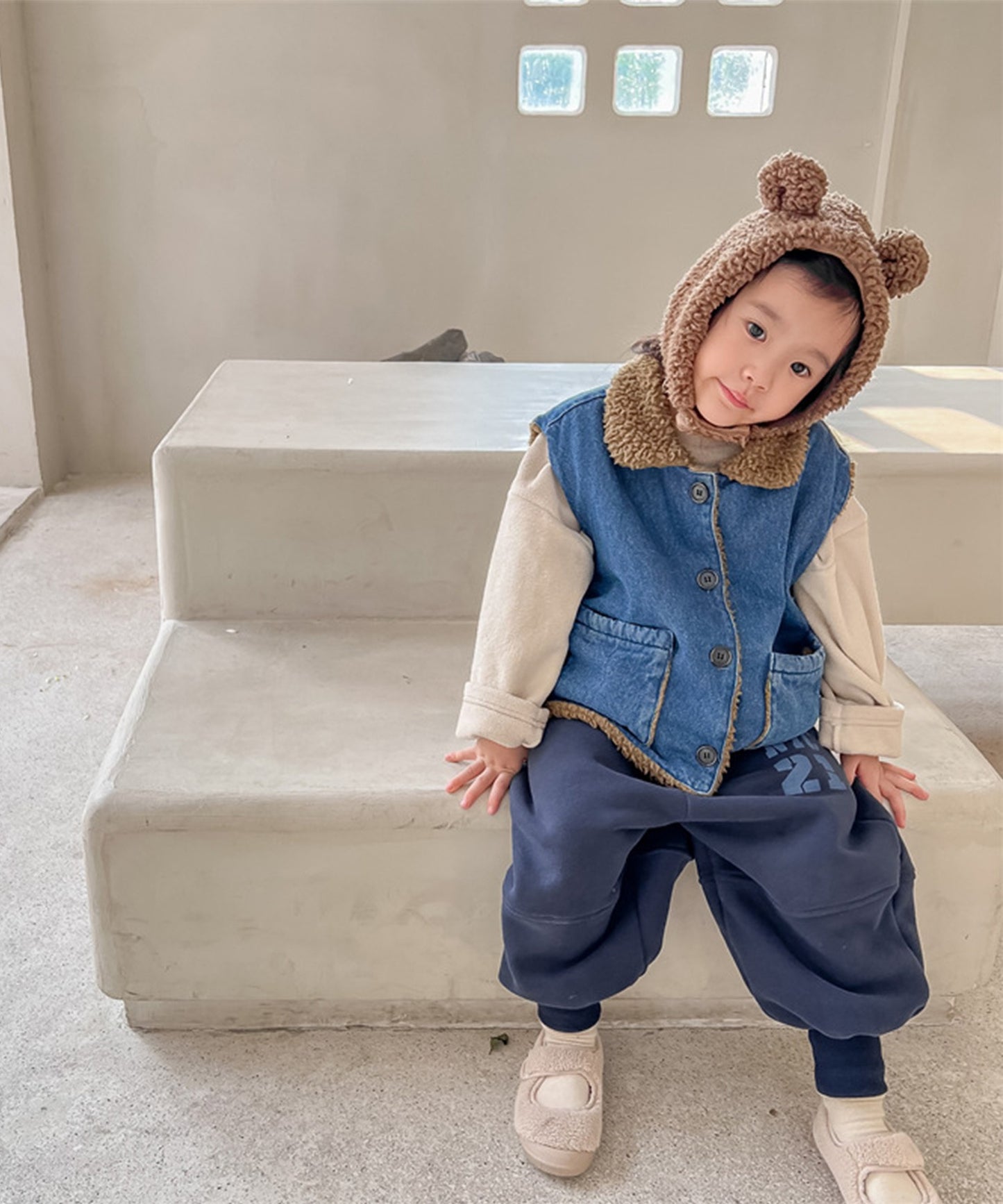 【aimoha-KIDS-】韓国子供服 暖かい裏フリーススウェットパンツ