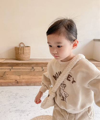 [aimoha-KIDS-] American casual print sweatshirt fleece lining