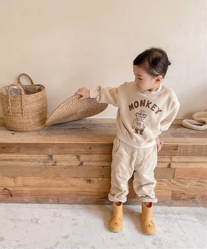 [aimoha-KIDS-] American casual print sweatshirt fleece lining