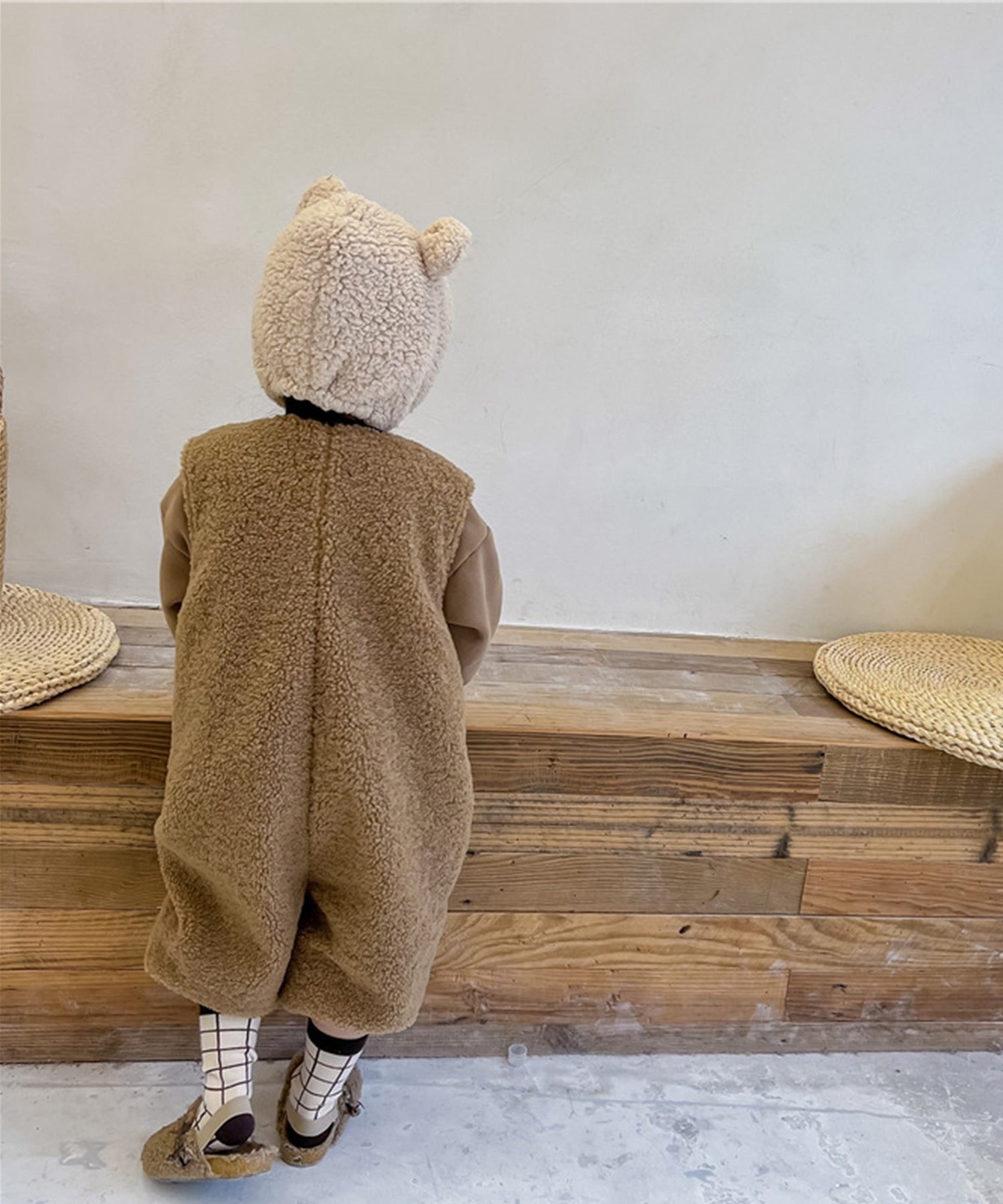 【aimoha-KIDS-】韓国子供服　前開きボアオールインワン