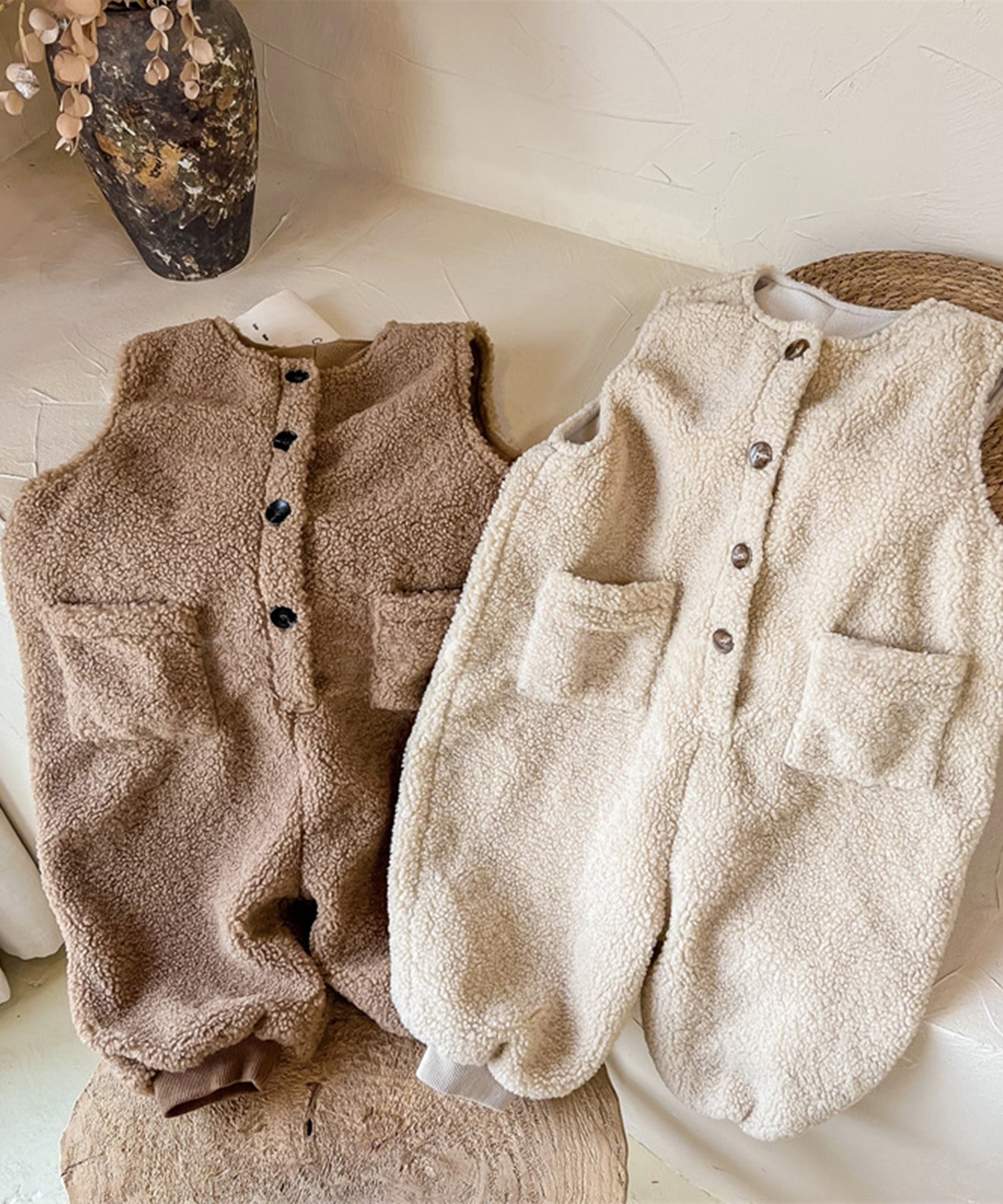 【aimoha-KIDS-】韓国子供服　前開きボアオールインワン