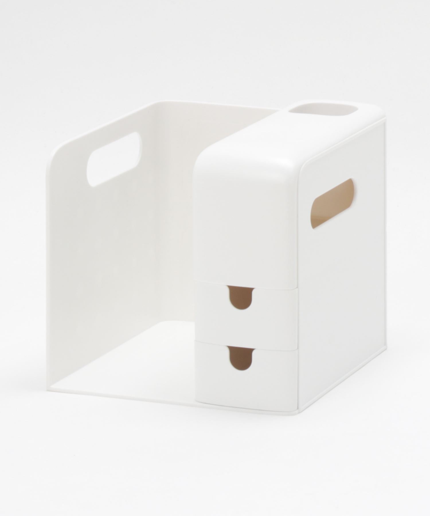 Desk shelf with storage box