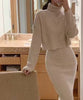 【Jasmine】タートルネックトップス＋ニットワンピースセットアップ