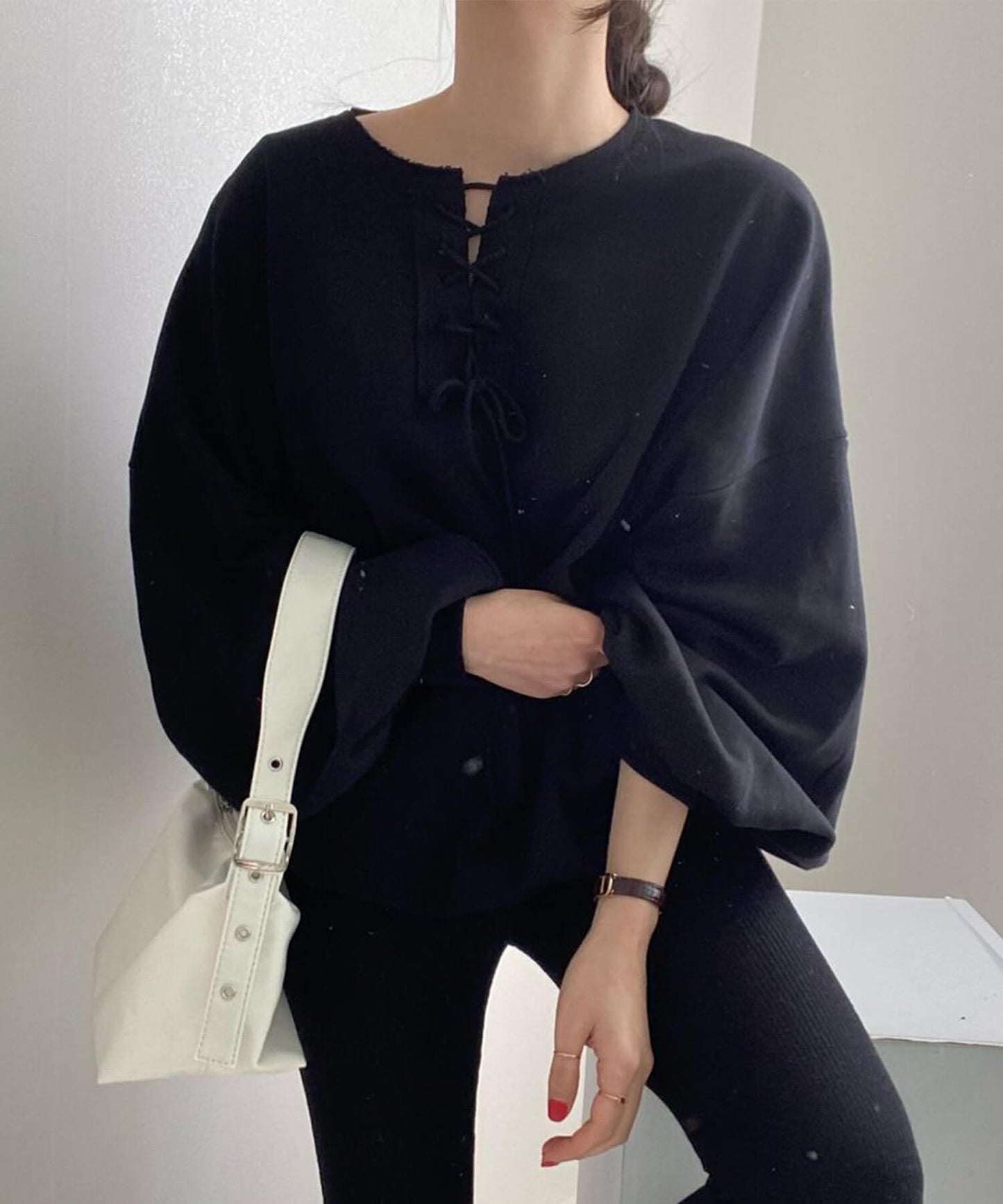 レトロ調韓国風カジュアルオーバースウェット