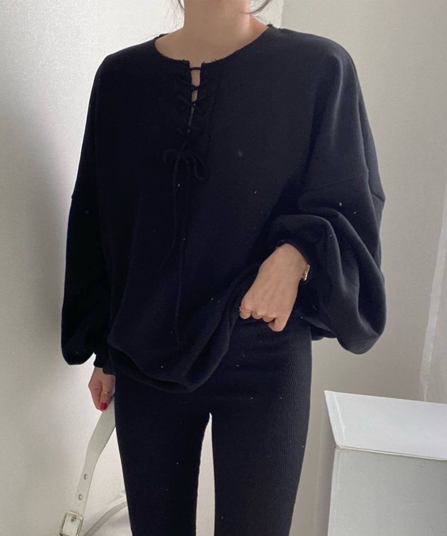 レトロ調韓国風カジュアルオーバースウェット