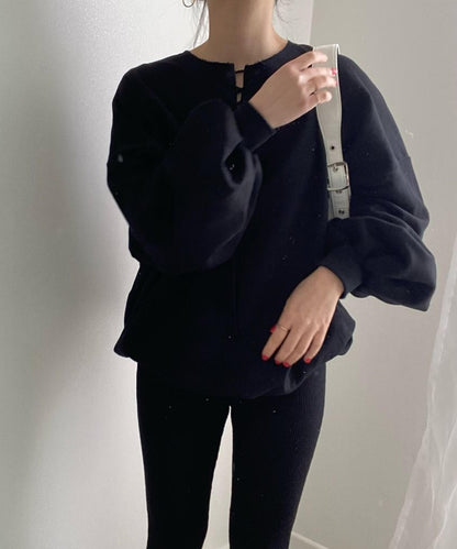 レトロ調韓国風カジュアルオーバースウェット