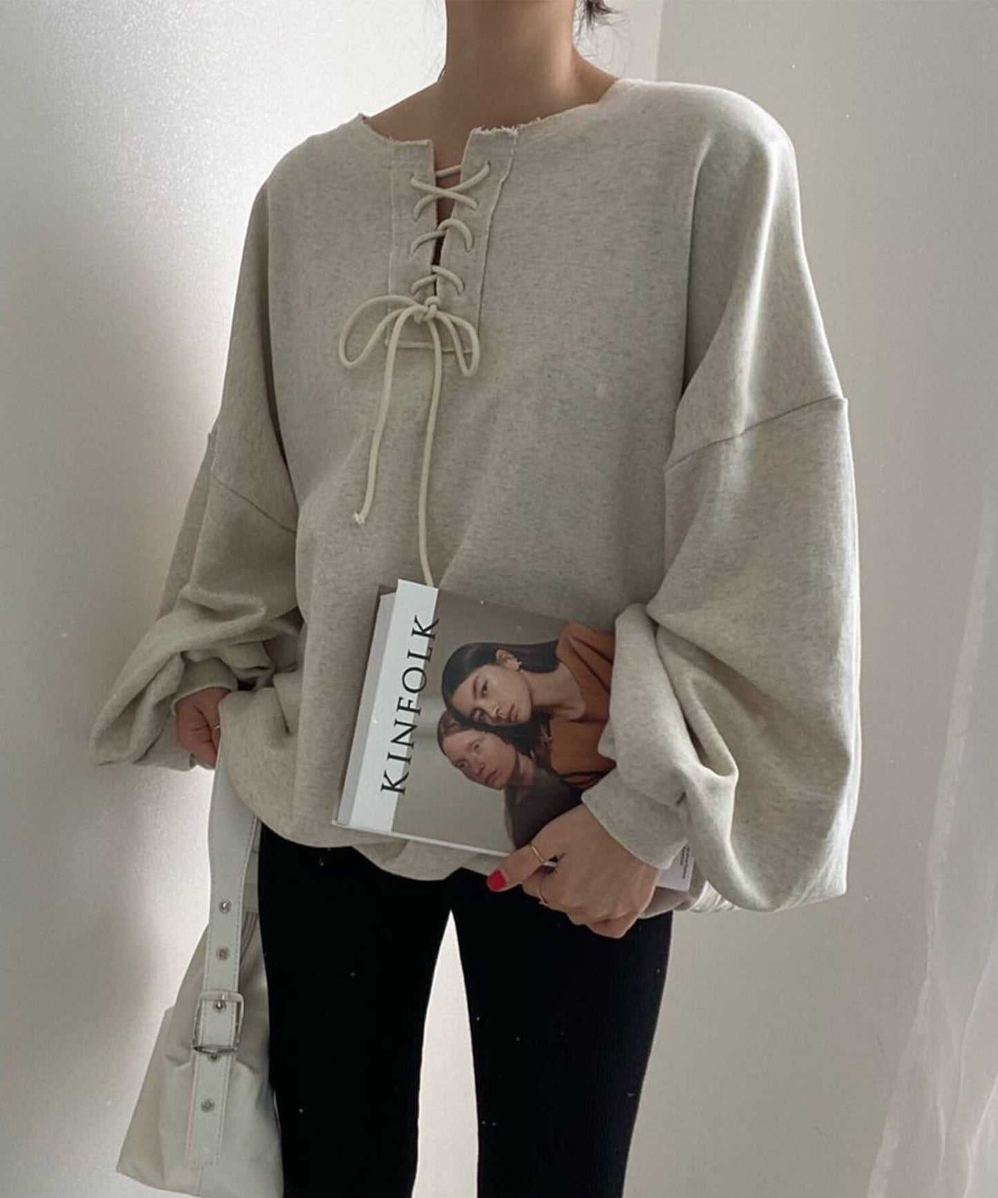 レトロ調韓国風カジュアルオーバースウェット