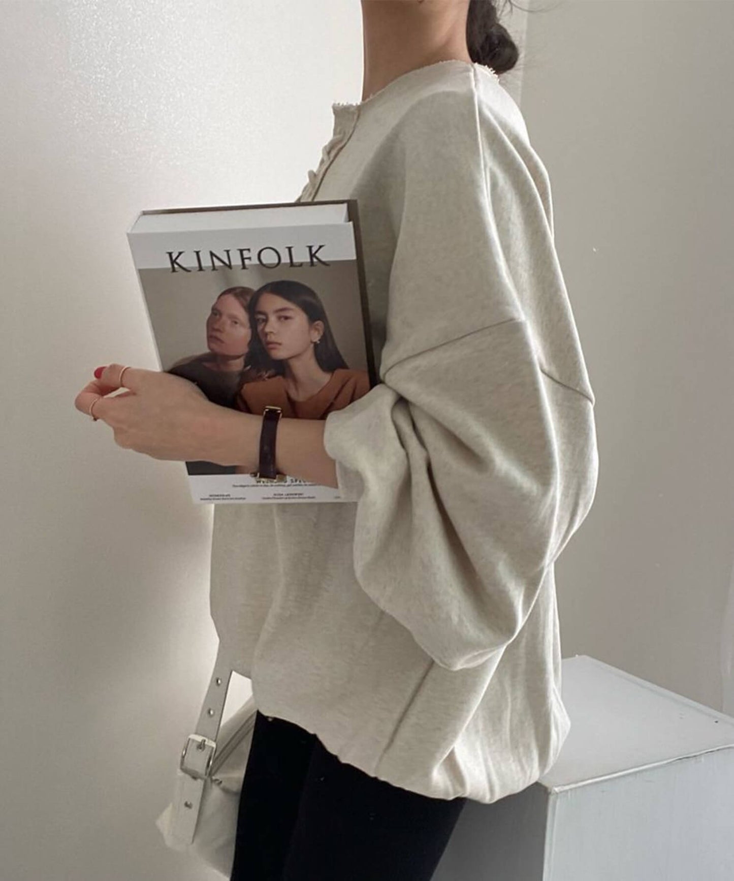 レトロ調韓国風カジュアルオーバースウェット