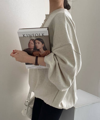 レトロ調韓国風カジュアルオーバースウェット