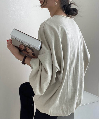 レトロ調韓国風カジュアルオーバースウェット