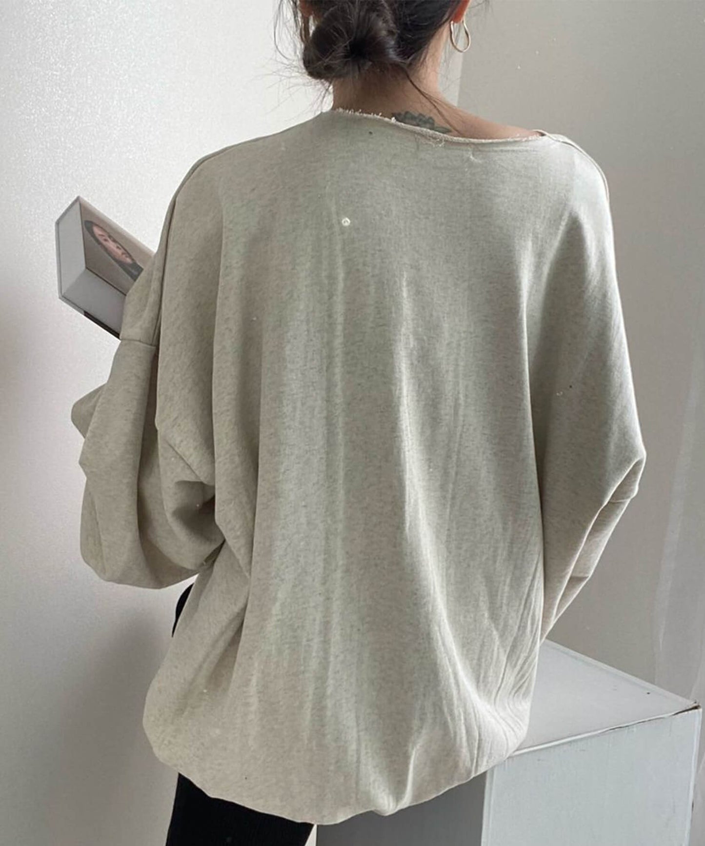 レトロ調韓国風カジュアルオーバースウェット