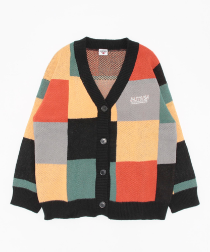 [HOOK] Retro-style patchwork color cardigan