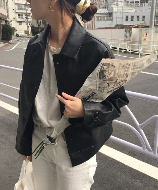 韓国風フェイクレザージャケット