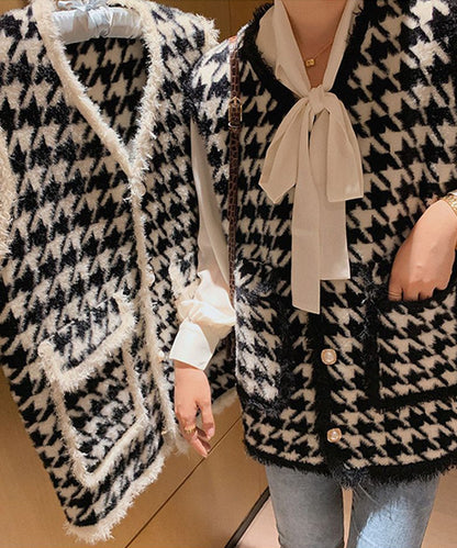 [Jasmine] Houndstooth pattern big silhouette knit vest